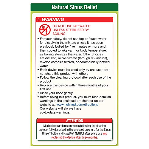 NeilMed Sinus Rinse bottle shows a pH-balanced isotonic solution for gentle use.