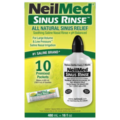 NeilMed Sinus Rinse saline packets provide extra-strength rinsing for clear nasal passages.