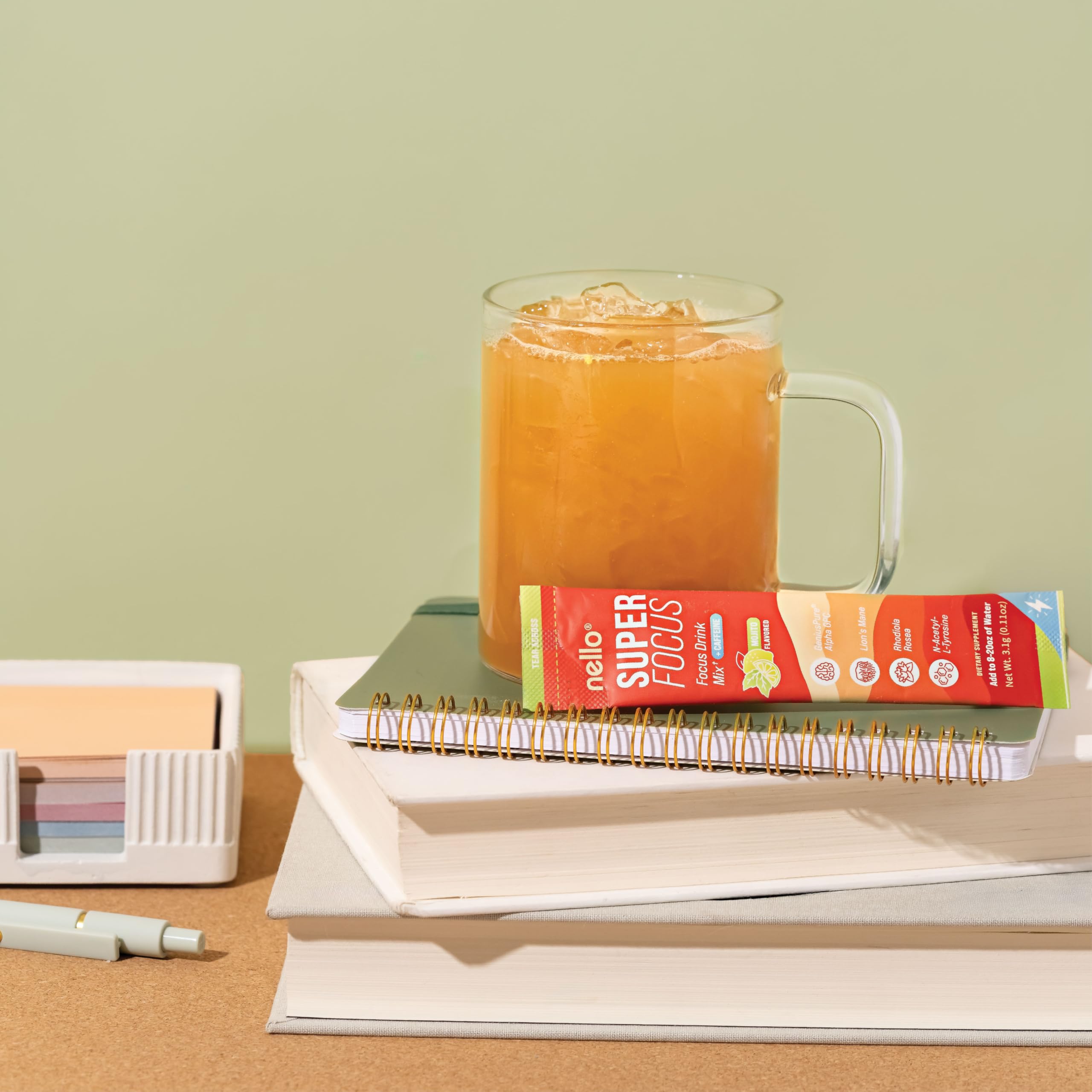 Nello Superfocus box with 20 packets for convenient daily cognitive boost.