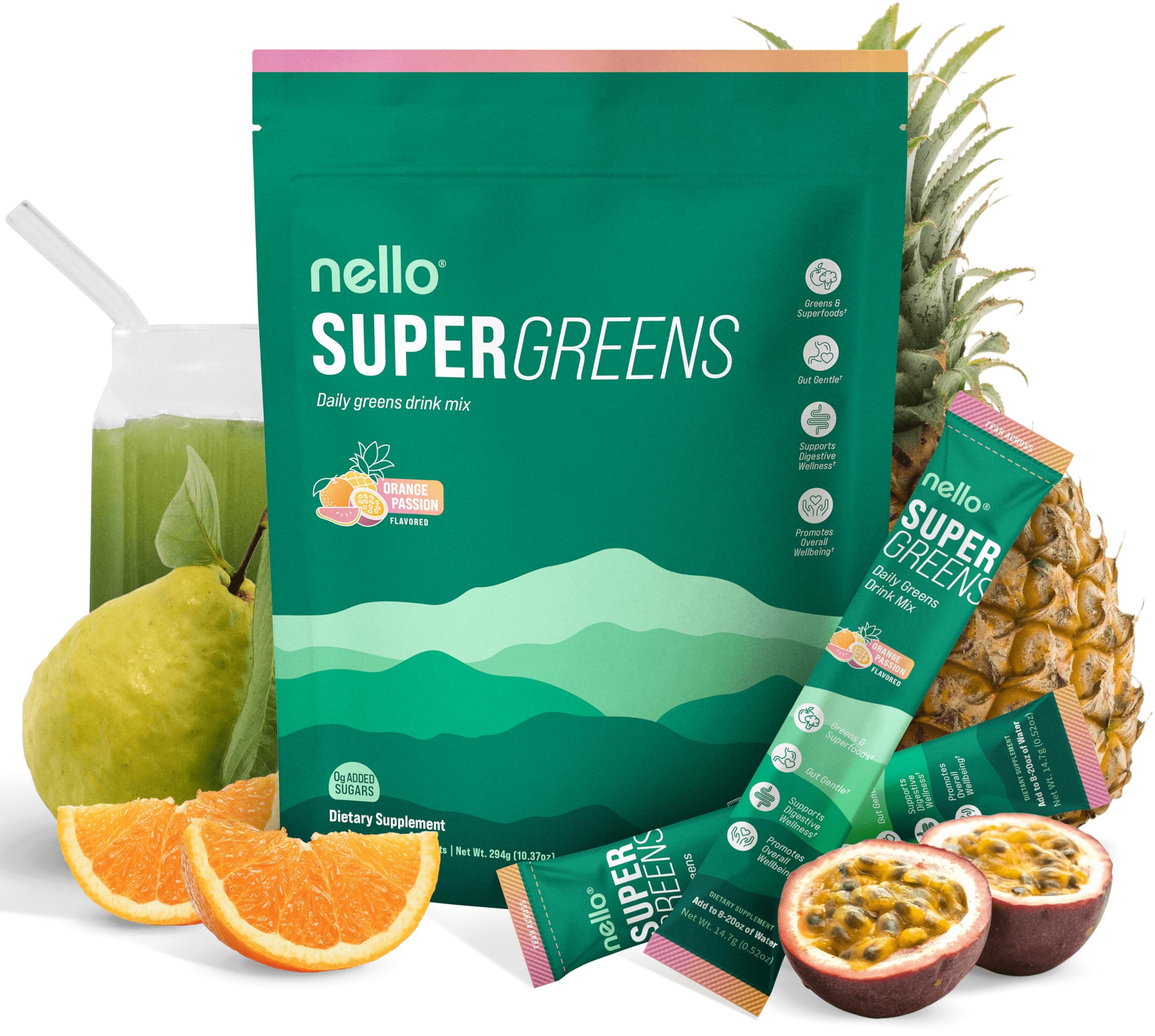Nello Supergreens Orange Travel Pack – front box view