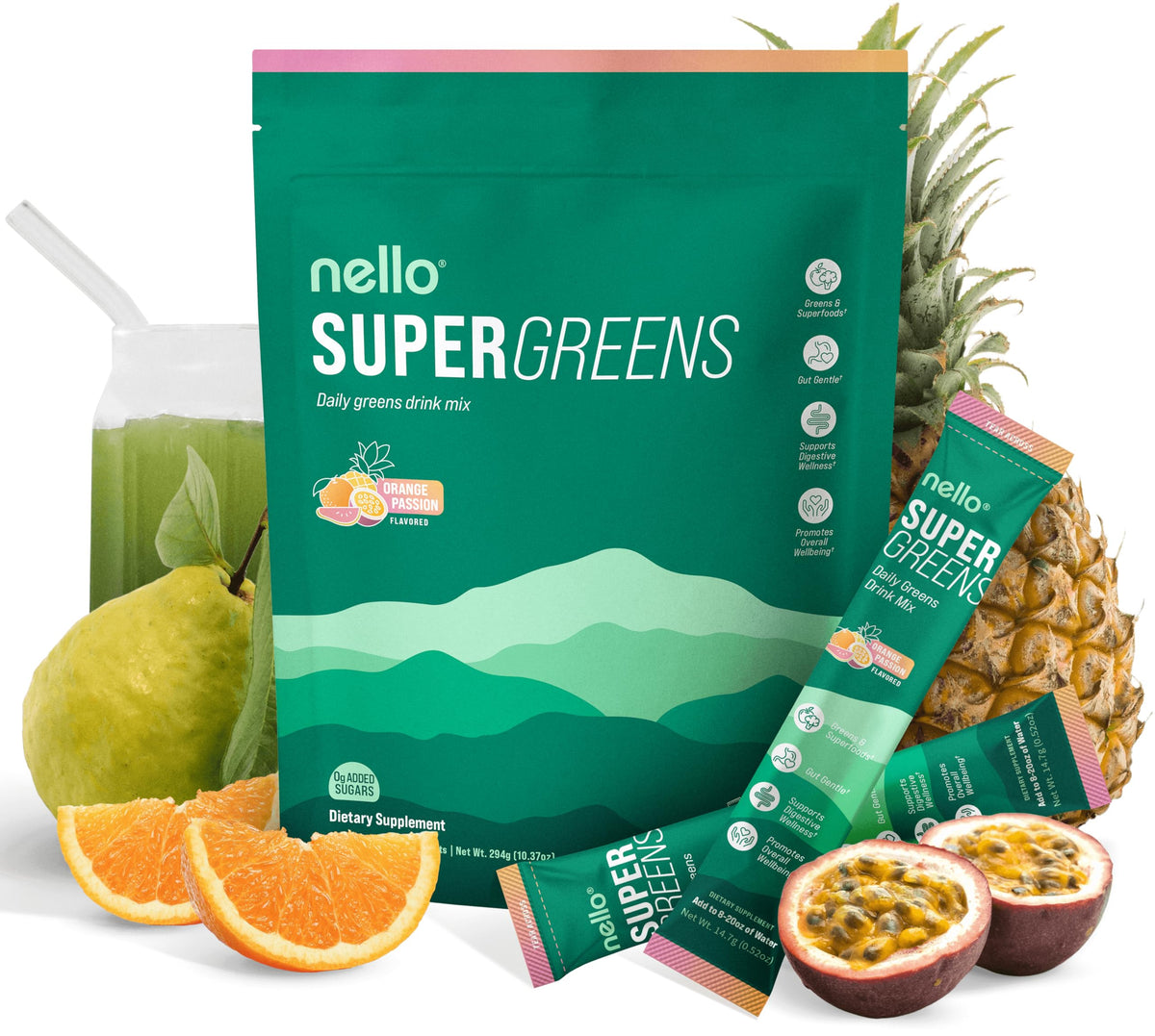 Nello Supergreens Orange Travel Pack – front box view
