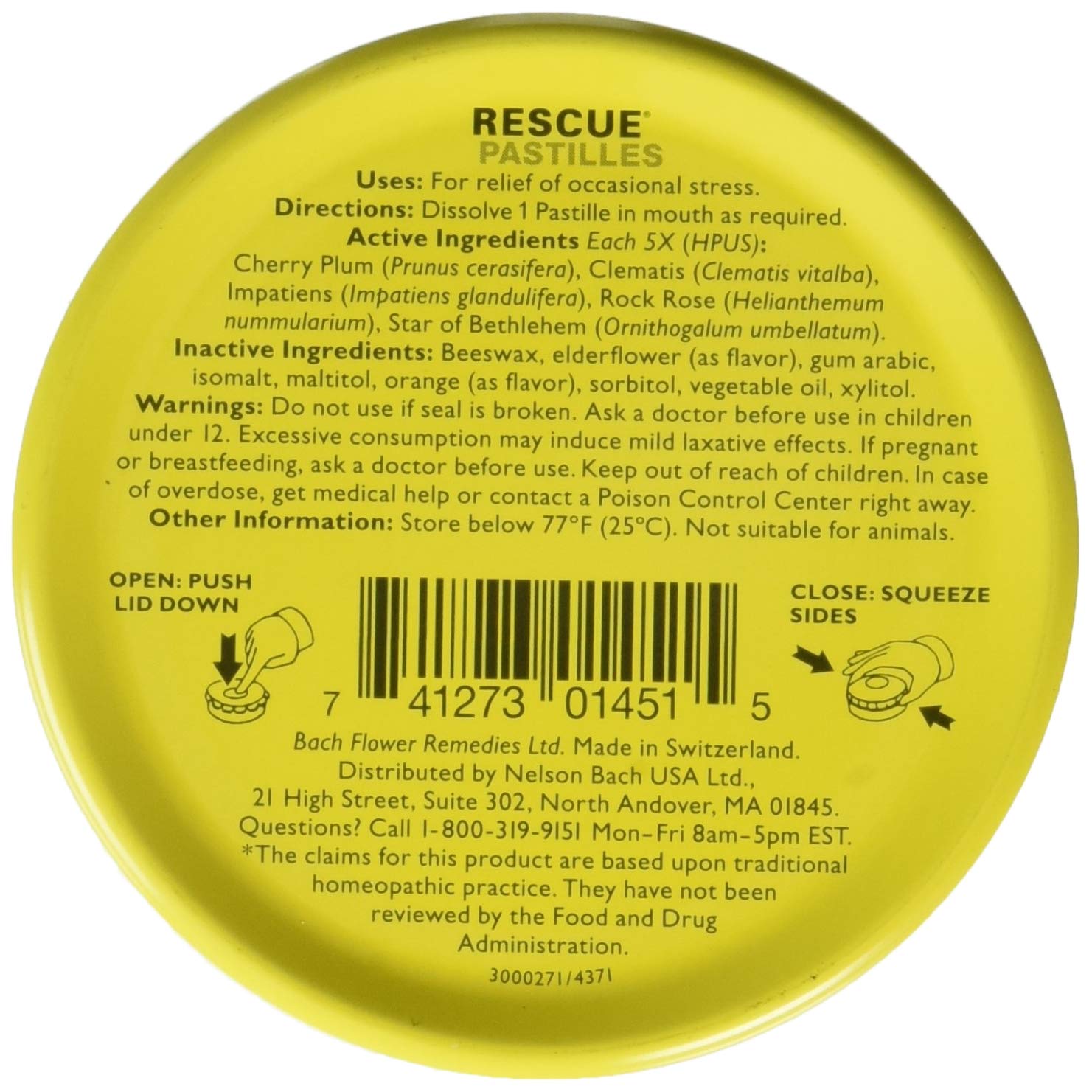 Rescue Remedy Pastilles 12-Pack packaging and blister