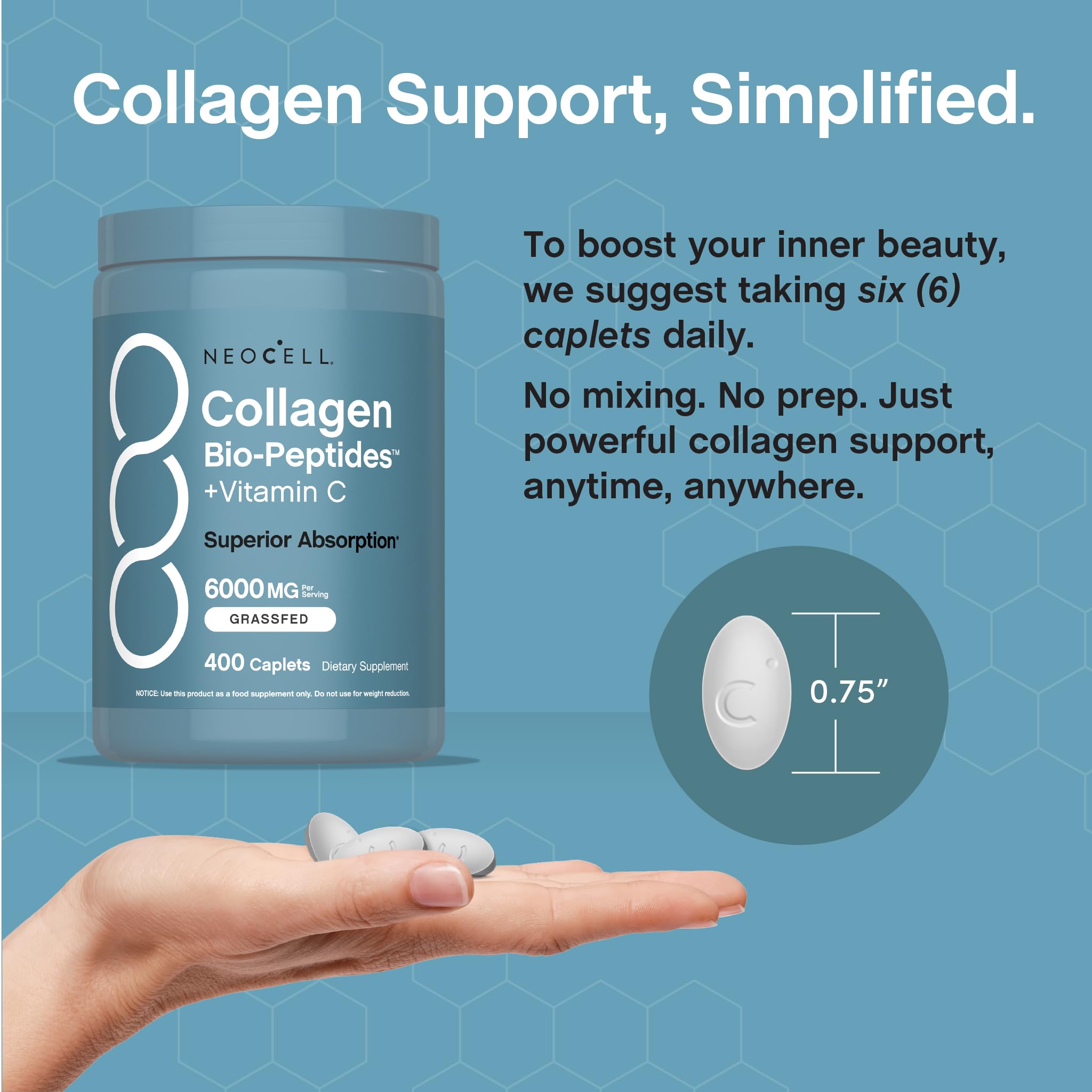 Close-up of NeoCell collagen caplets