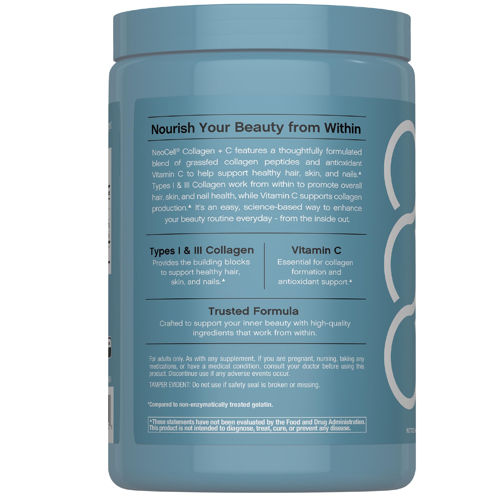 Ingredients: collagen bio-peptides and Vitamin C