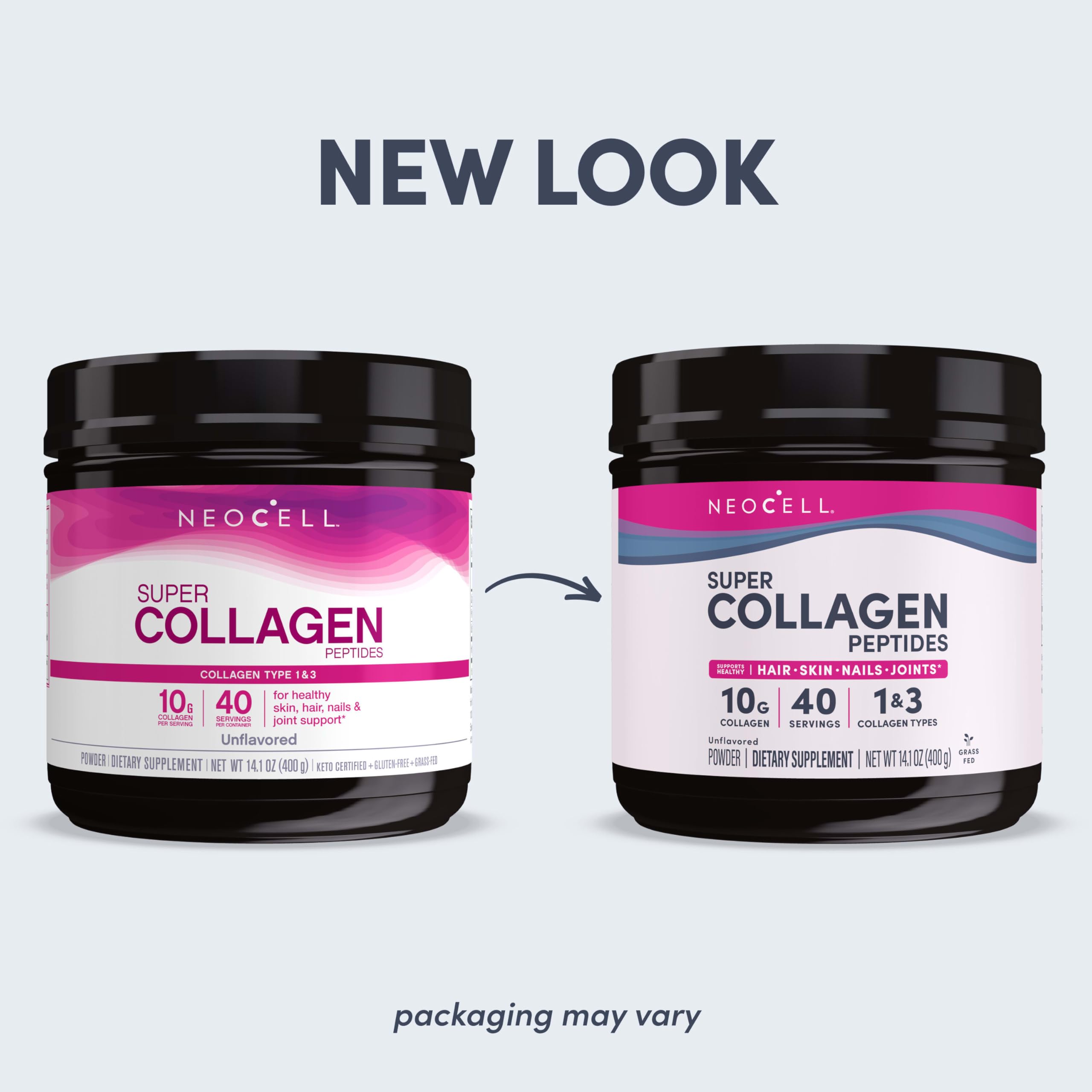 NeoCell collagen ingredients label showing types 1 & 3