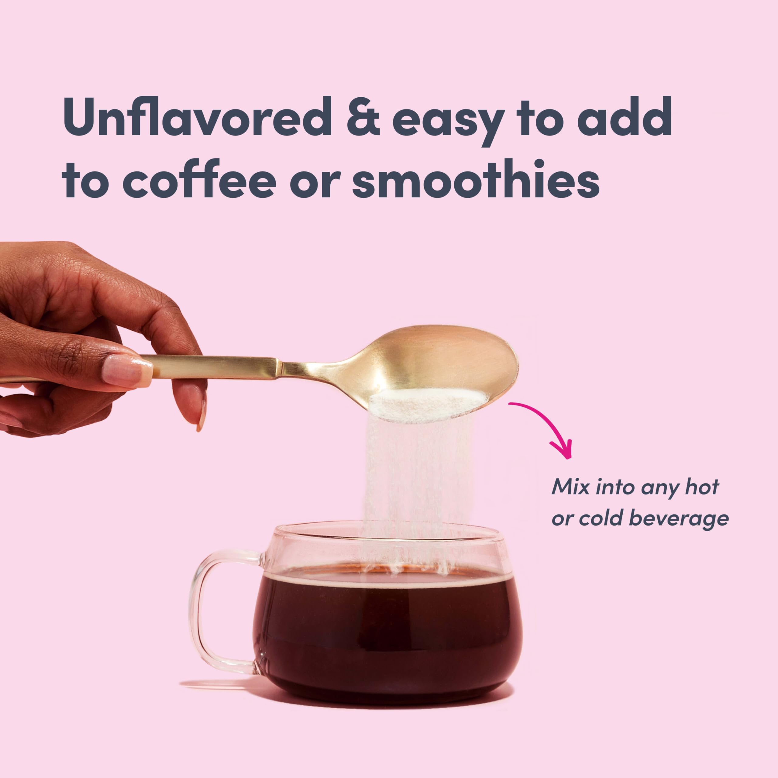 Unflavored collagen powder dissolving in a beverage