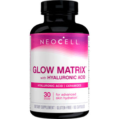 NeoCell Glow Matrix Hyaluronic Acid capsules bottle front view, 90 count