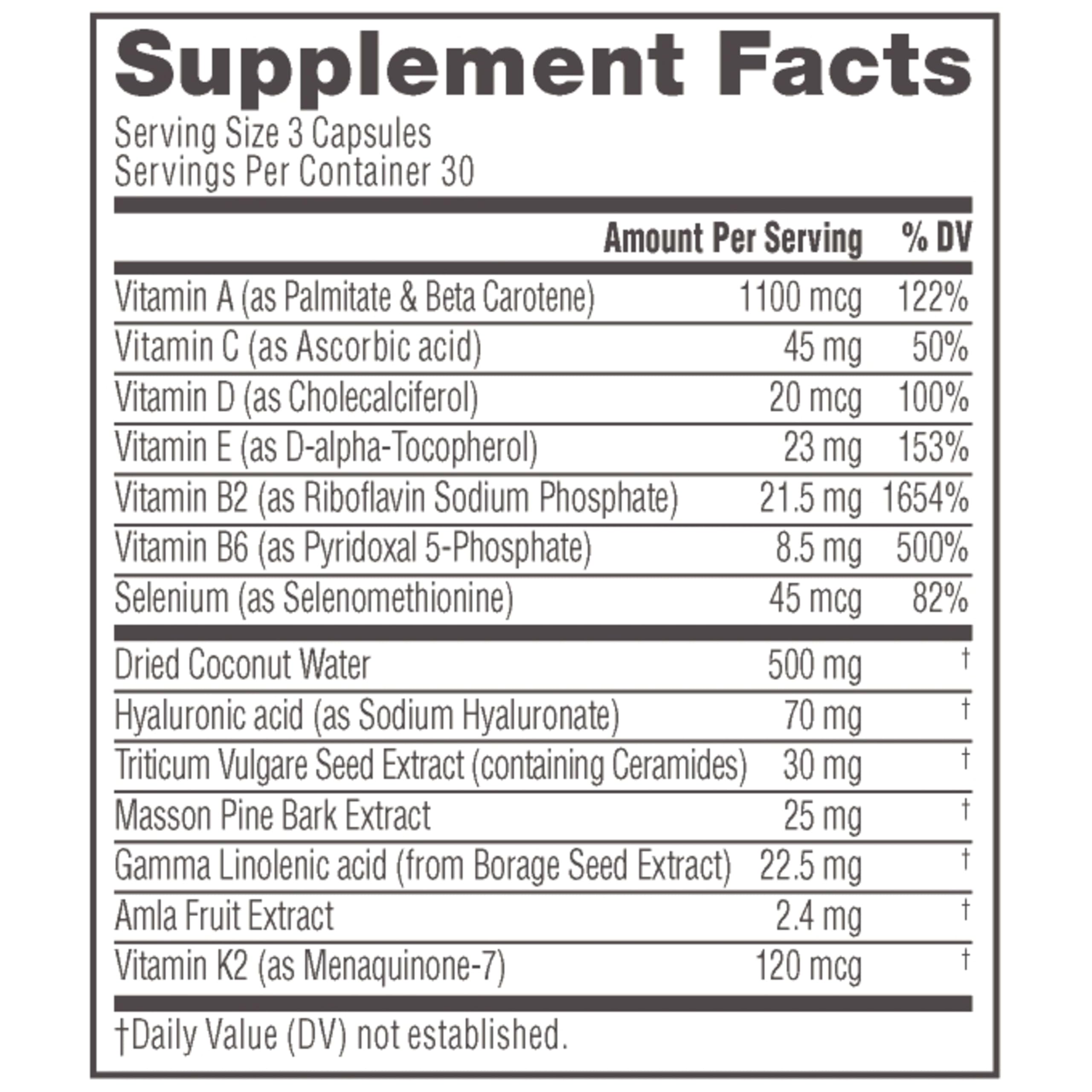 NeoCell Glow Matrix with Hyaluronic Acid packaging label