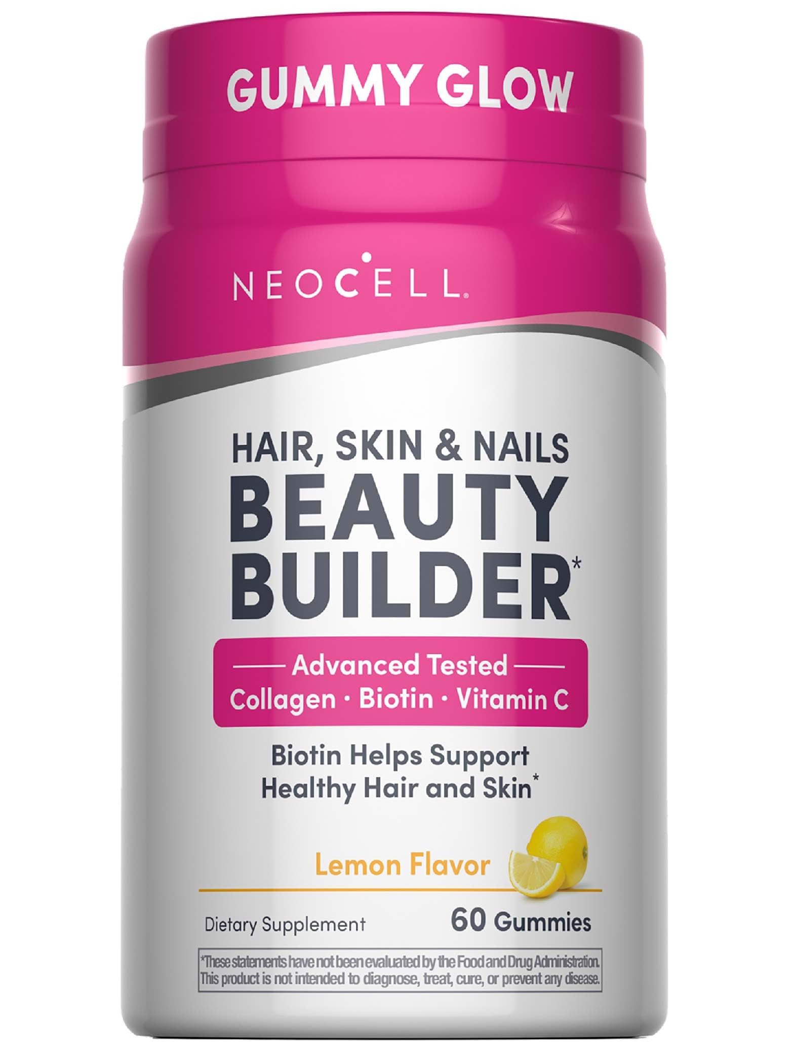 NeoCell Hair Skin Nails Beauty Builder Gummies - Lemon flavor, 60 count