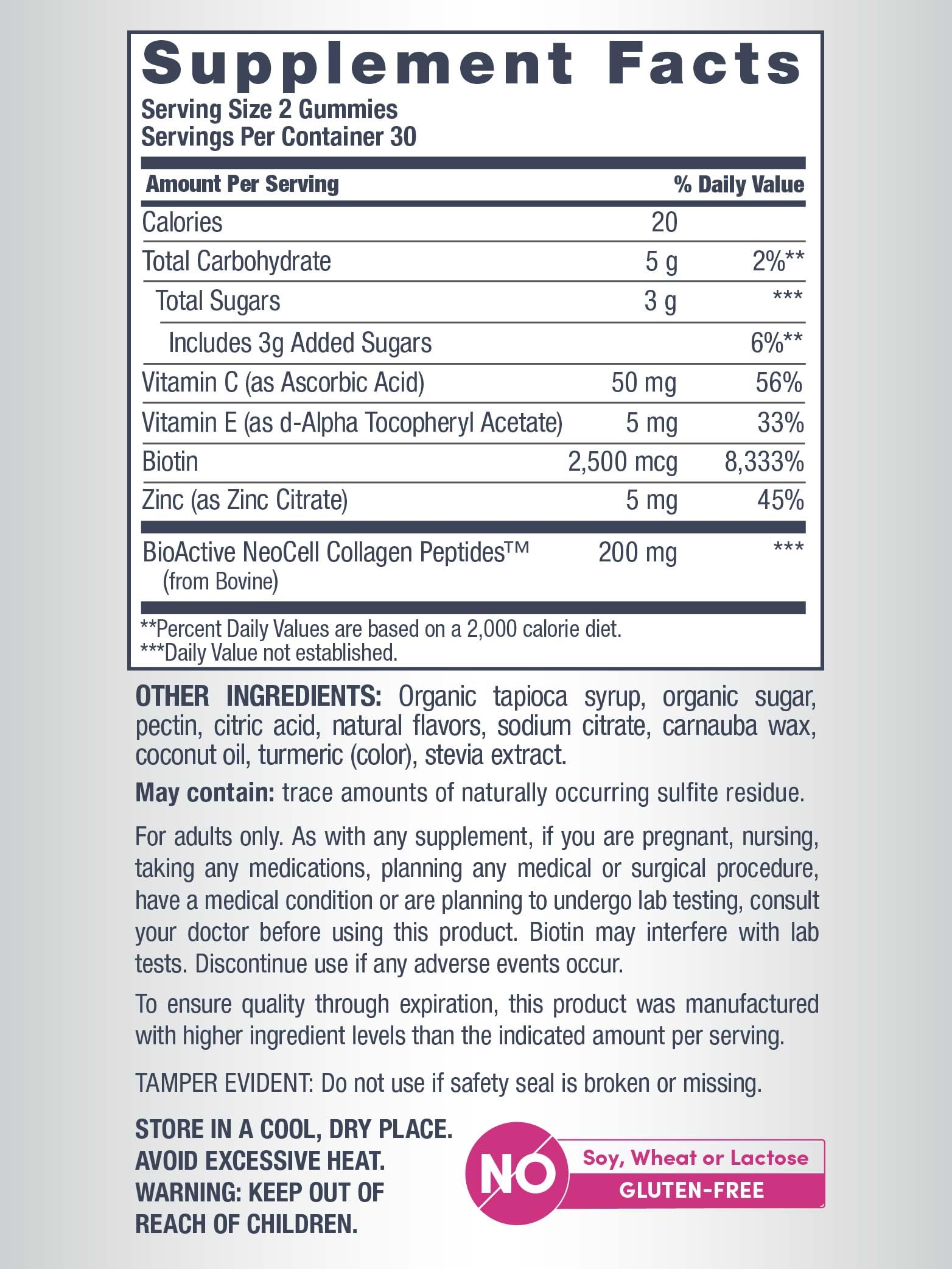 Non-GMO gluten-free ingredients used in NeoCell gummies