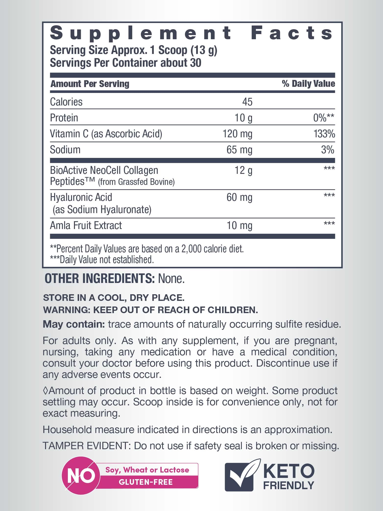 Right side view of NeoCell Super Collagen Peptides bottle