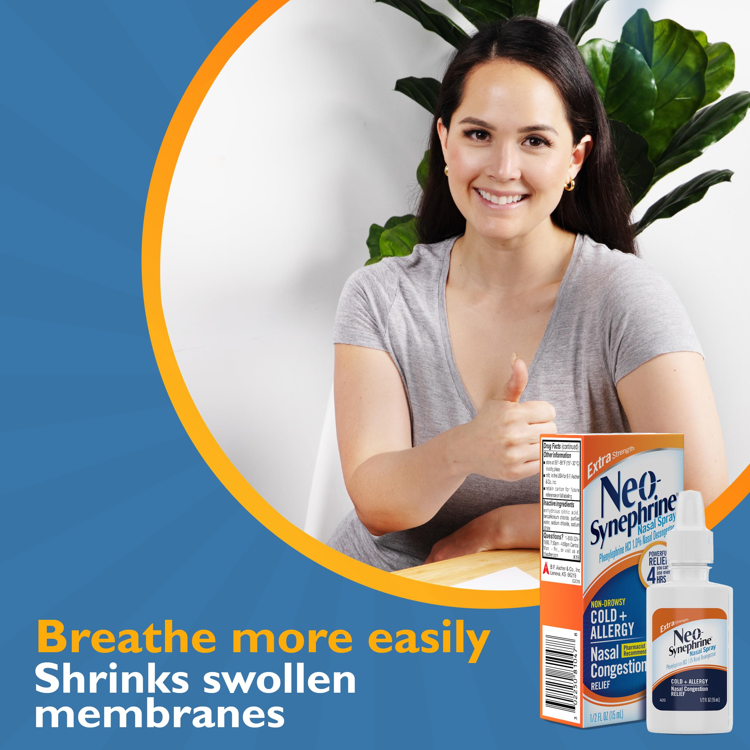 Neo-Synephrine ingredients label focuses on active components and safe-use guidance.