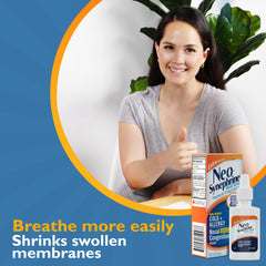 Neo-Synephrine ingredients label focuses on active components and safe-use guidance.
