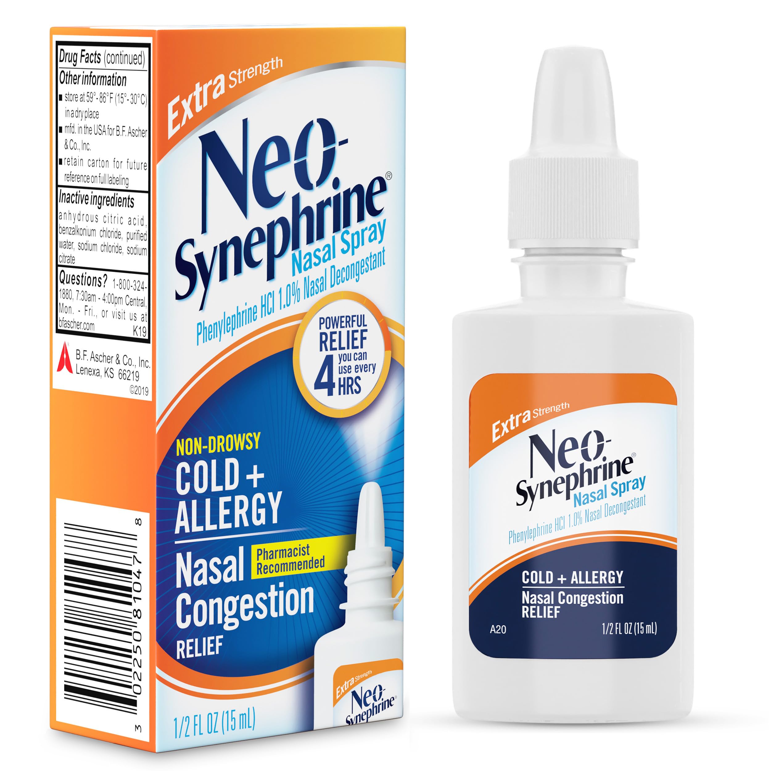 Neo-Synephrine value pack of four ready for home, work, or travel congestion relief.