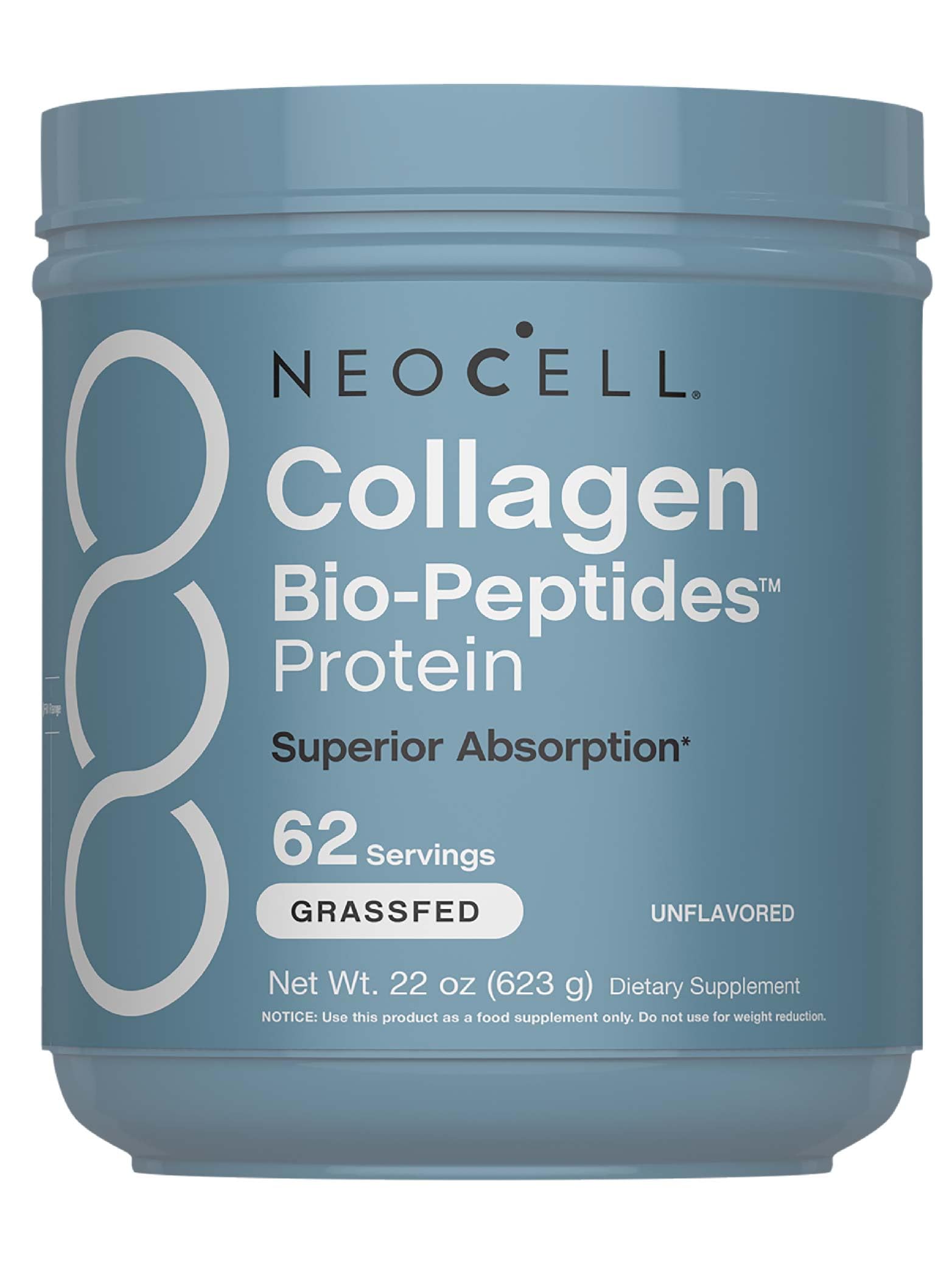 Front view of NeoCell Collagen Bio-Peptides Powder 22oz