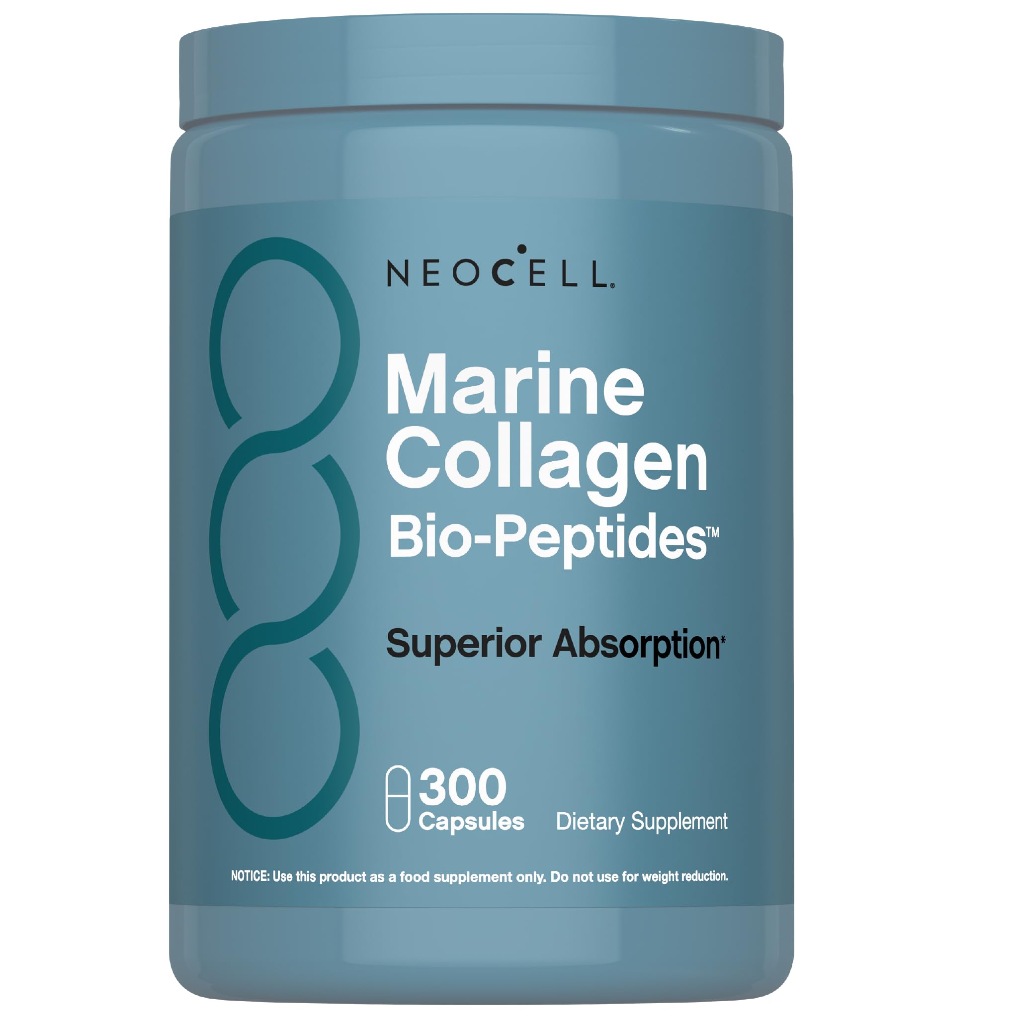NeoCell Marine Collagen Peptides capsules bottle with Hyaluronic Acid and Vitamin C