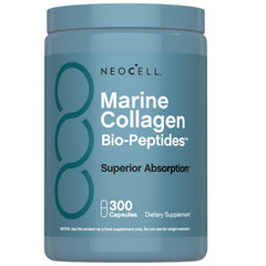 NeoCell Marine Collagen Peptides capsules bottle with Hyaluronic Acid and Vitamin C