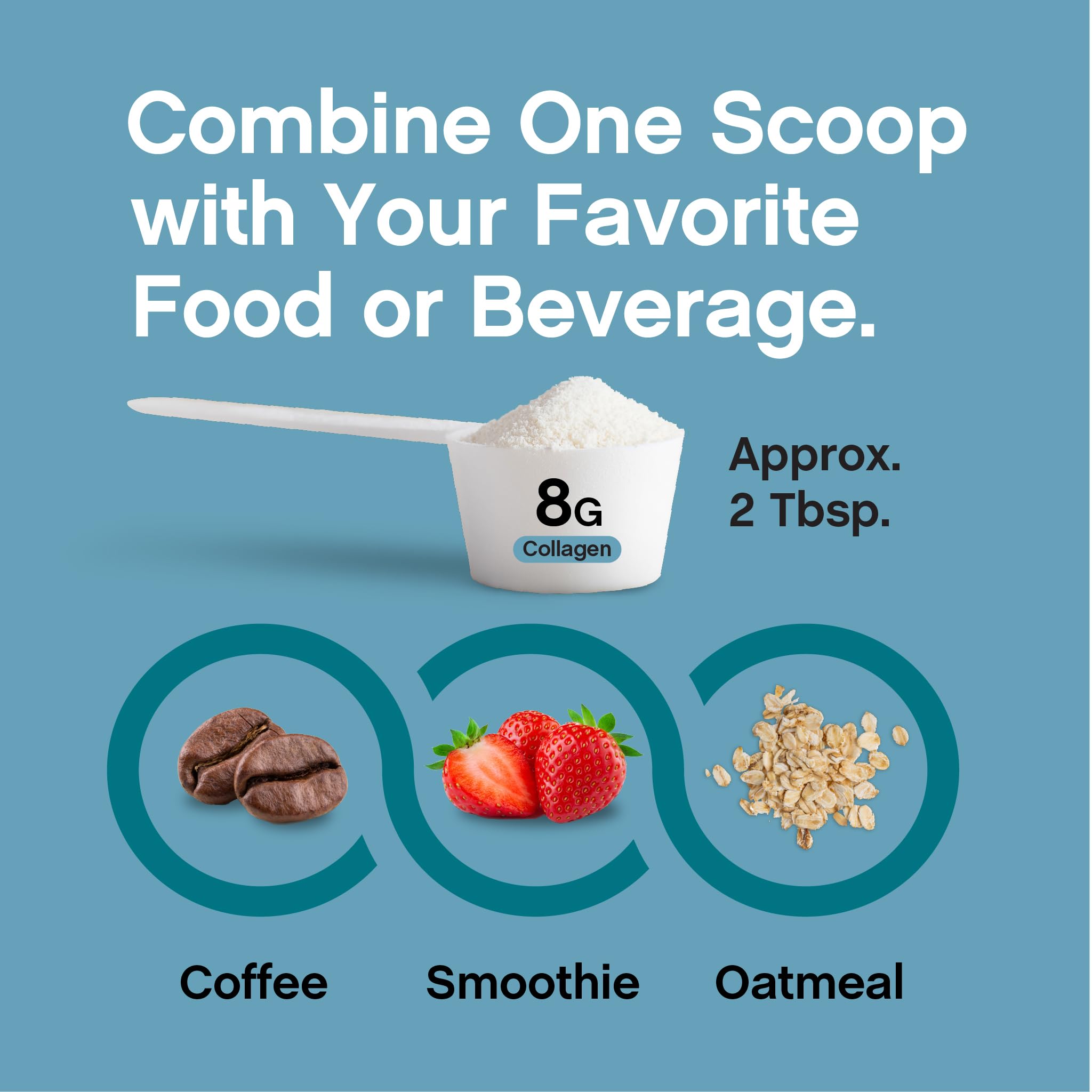 Close-up of the collagen powder texture in a scoop