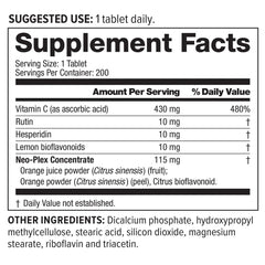 Close-up of NeoLife Super C ingredients including rutin, hesperidin and bioflavonoids