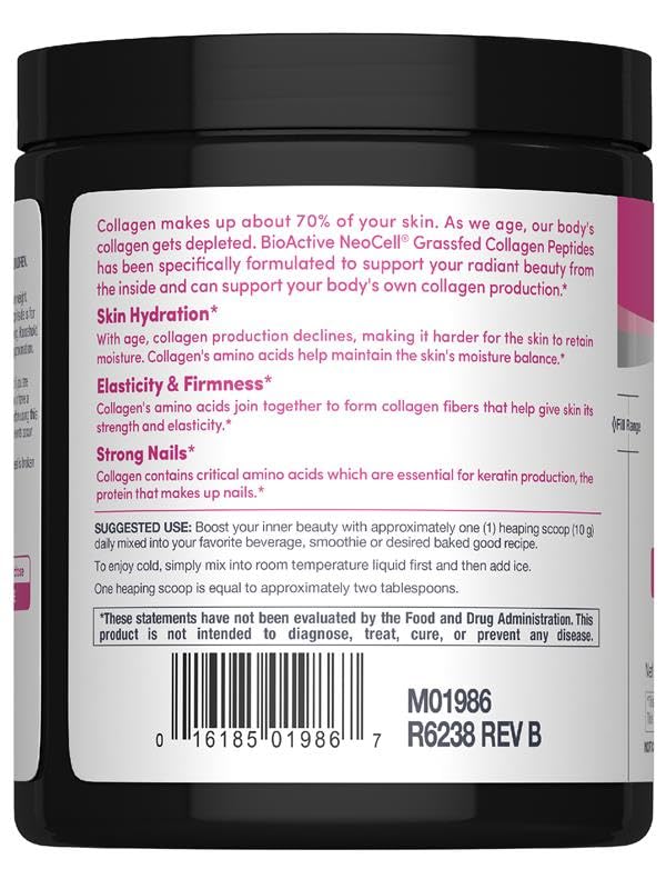 Label showing type 1 and type 3 collagen per serving