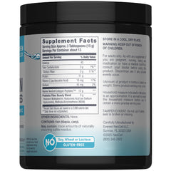 Close-up of label showing 8 g of Type 1 marine collagen per serving