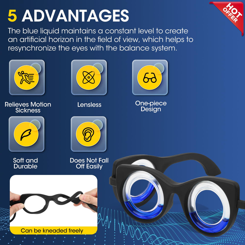 NEOISM motion sickness glasses liquid-horizon design supports stable vision during travel