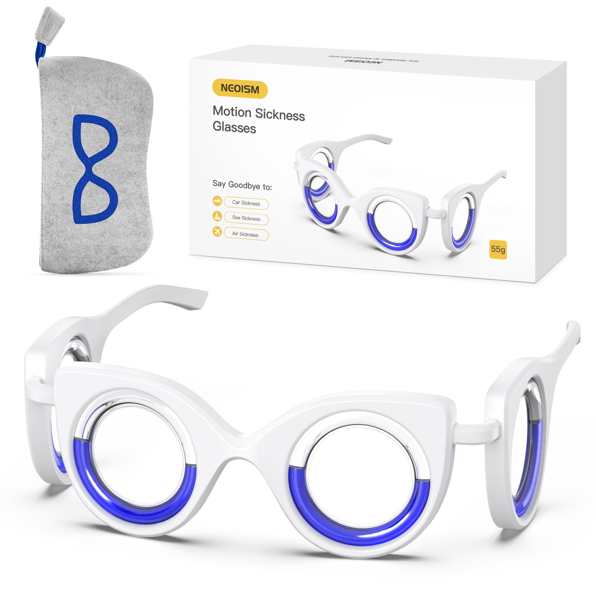 NEOISM motion sickness glasses demonstrate visual stabilization for smoother travel