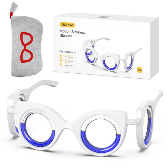 NEOISM motion sickness glasses provide visual stabilization for smoother travel experiences.