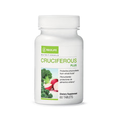 NeoLife Cruciferous Plus bottle with green tablets