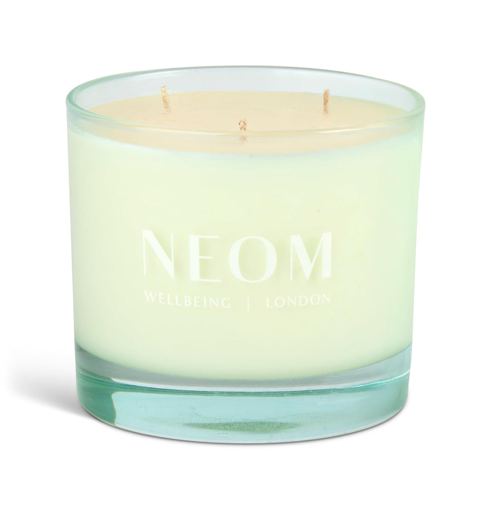 Neom Energy Burst Candle flat lay ready for a stylish scent setup.