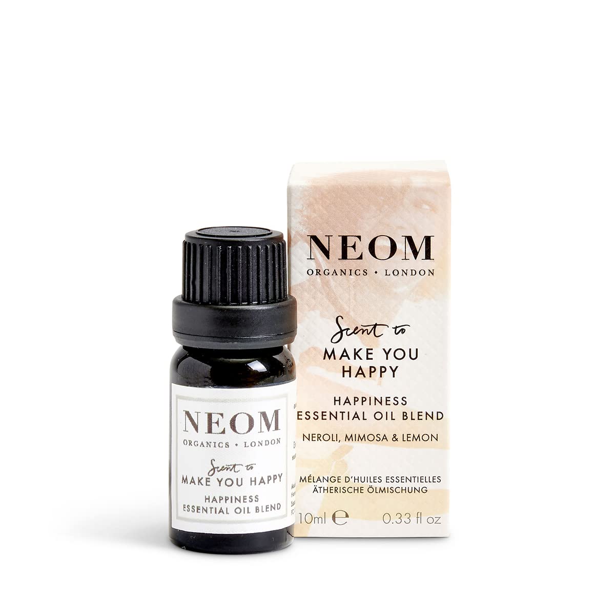Side view of NEOM Essential Oil Blend 10ml bottle