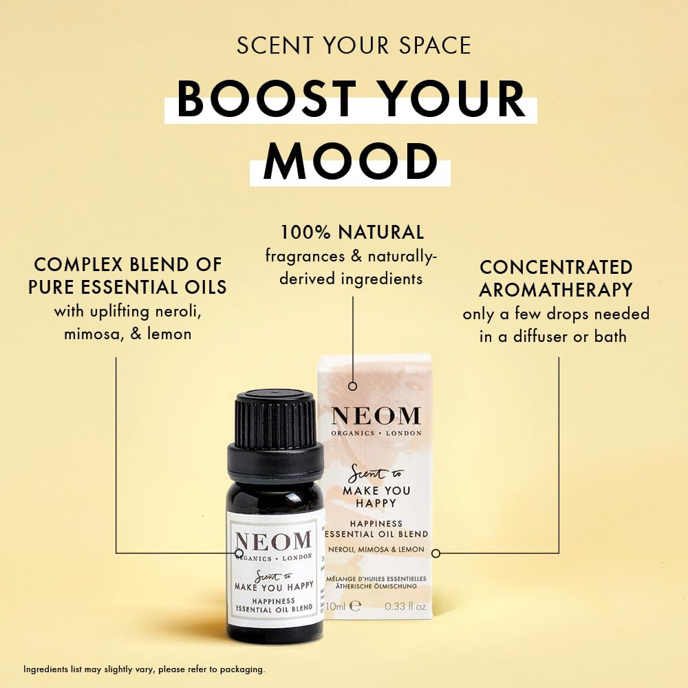 NEOM Essential Oil Blend 10ml bottle label detail