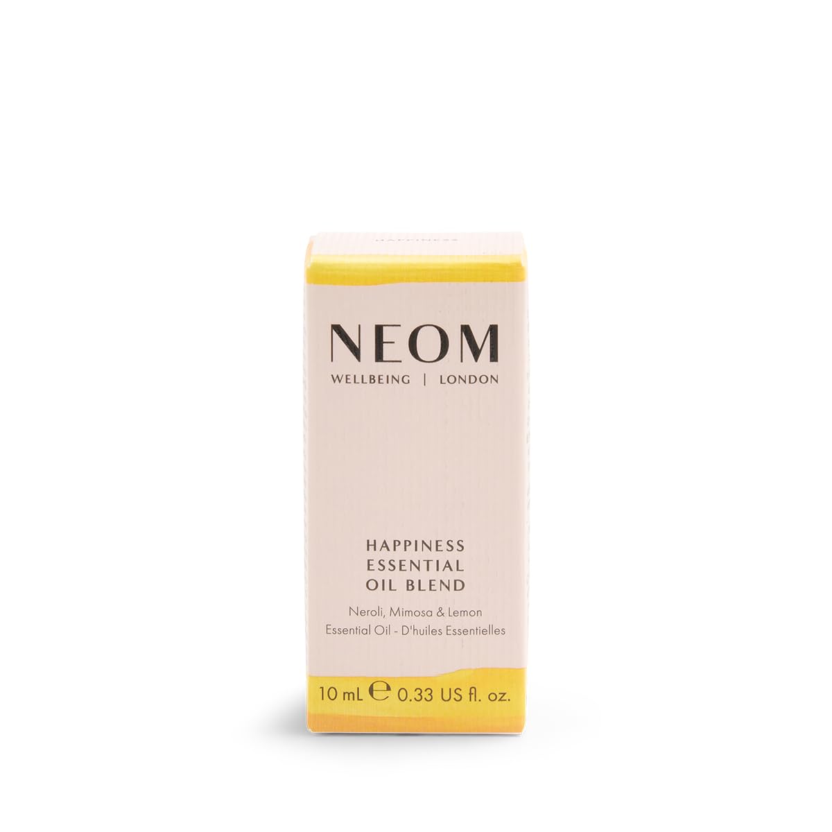 Open NEOM Essential Oil Blend bottle showing dropper