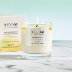 Neom Feel Refreshed lemon-basil jar shows bright scent for focused work