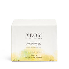 NEOM Feel Refreshed UK hand-poured label implies careful craftsmanship and small-batch care.