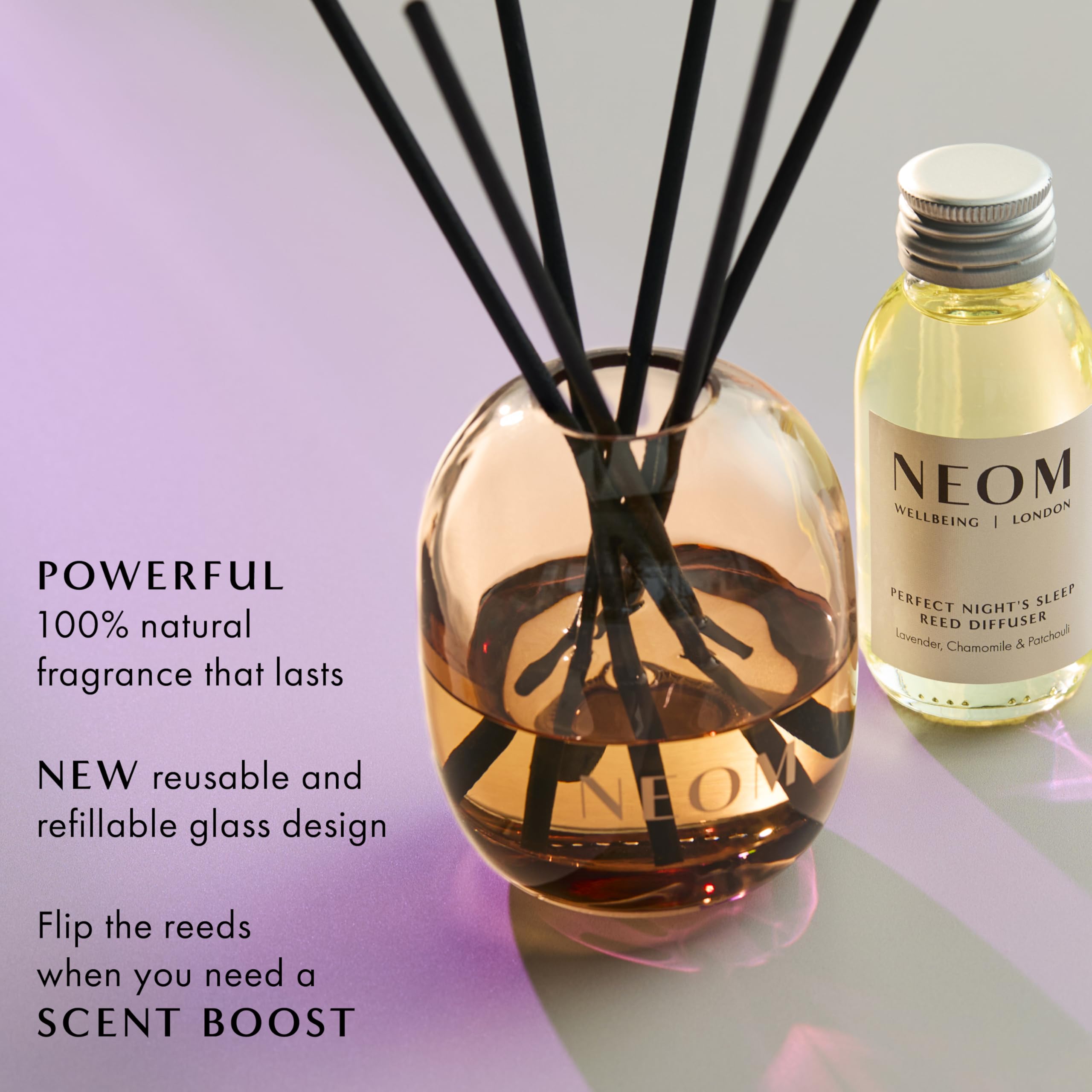 NEOM packaging for Perfect Night's Sleep Reed Diffuser