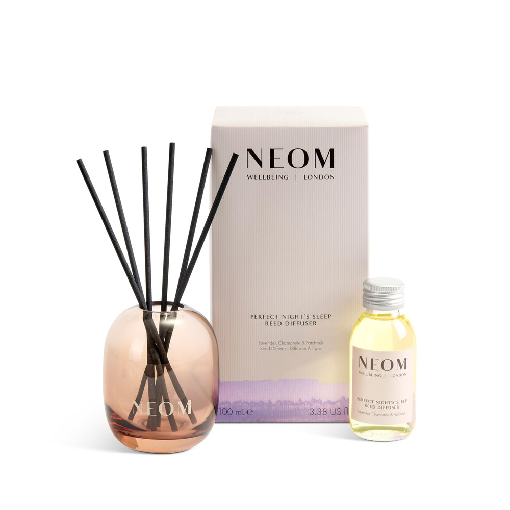 Ambient scene with NEOM diffuser releasing scent