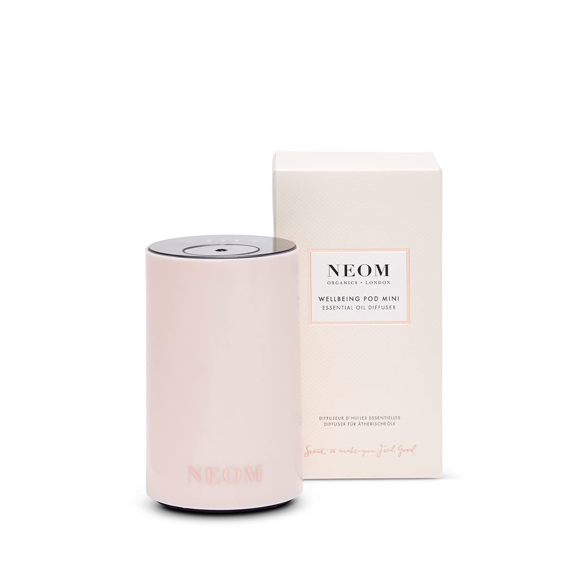 NEOM Wellbeing Pod Mini front view for portable scent in small spaces, mood-friendly