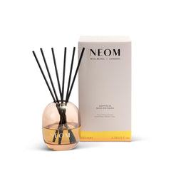 NEOM Happiness Reed Diffuser 100ml bottle with neroli, mimosa and lemon fragrance