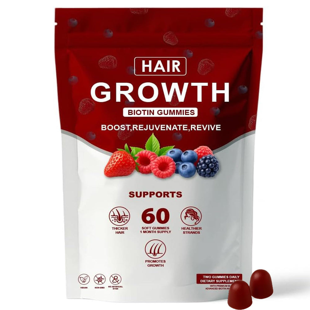 Bottle of Neonomicon Lumin Hair Growth Gummies with mixed berry flavor