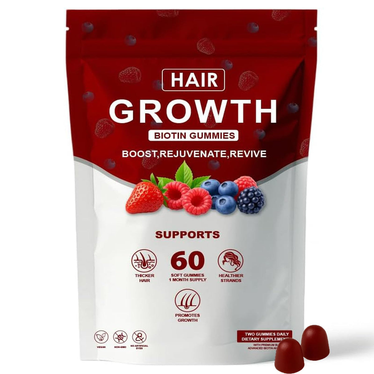 Bottle of Neonomicon Lumin Hair Growth Gummies with mixed berry flavor