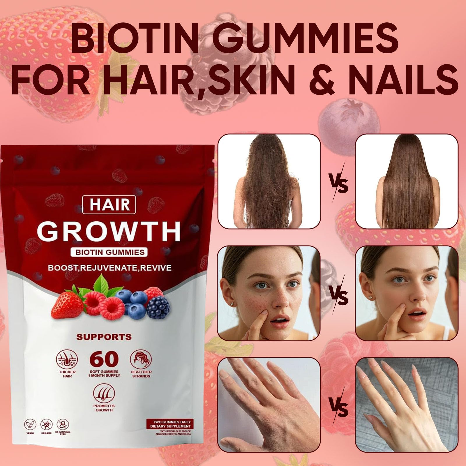 Close-up of healthy hair representing results from using Neonomicon Lumin gummies