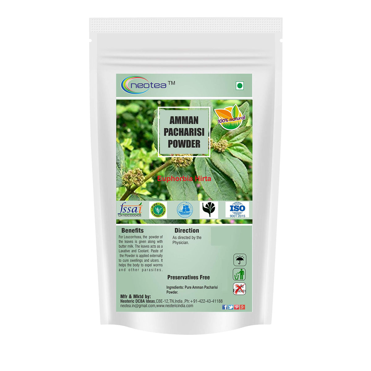 Neotea Organic Euphorbia Hirta Powder – Amman Pacharisi 300g