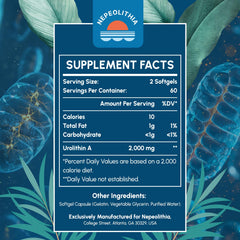 Nepeolithia Urolithin A 2000mg label on bottle
