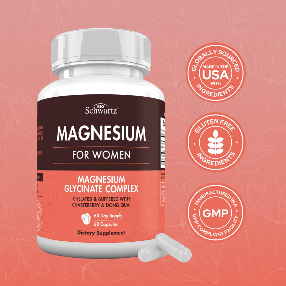 Illustration of nerves, bones and muscles supported by magnesium complex