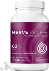 NERVE RENEW Advanced Nerve Support bottle with capsules for daily nourishment.