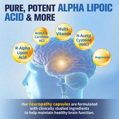 Capsules and ingredients display for R-ALA, L-Carnitine and NAC