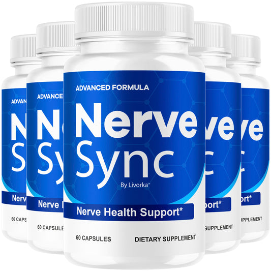 Five-pack bottle image of Nerve Sync capsules (hero)