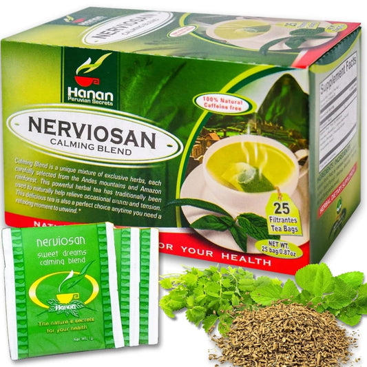Nerviosan calming herbal tea packaging label