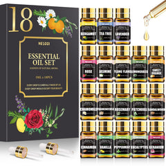 NESCCI Essential Oil Gift Set packaging with 18 x 5ml bottles